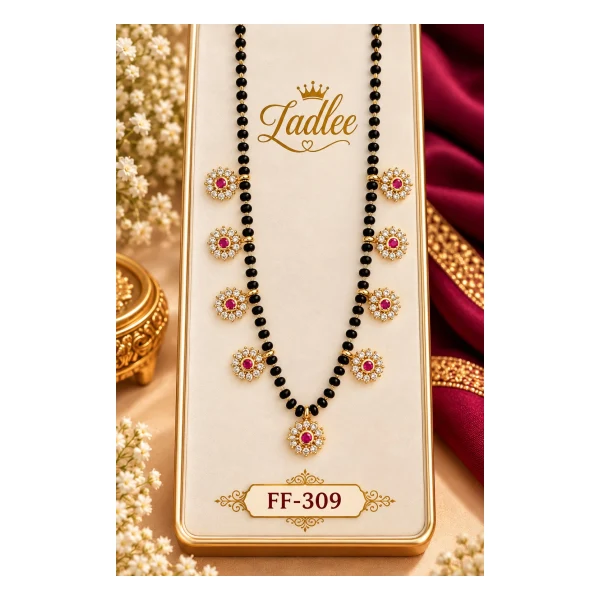 Floral Crest Cubic Zirconia Mangalsutra - VM-MS-103 VM Imitation Rajkot