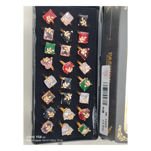 Oval Halo Prong-Set Ring (VM-RNG-108) - VM-RNG-108 VM Imitation Rajkot
