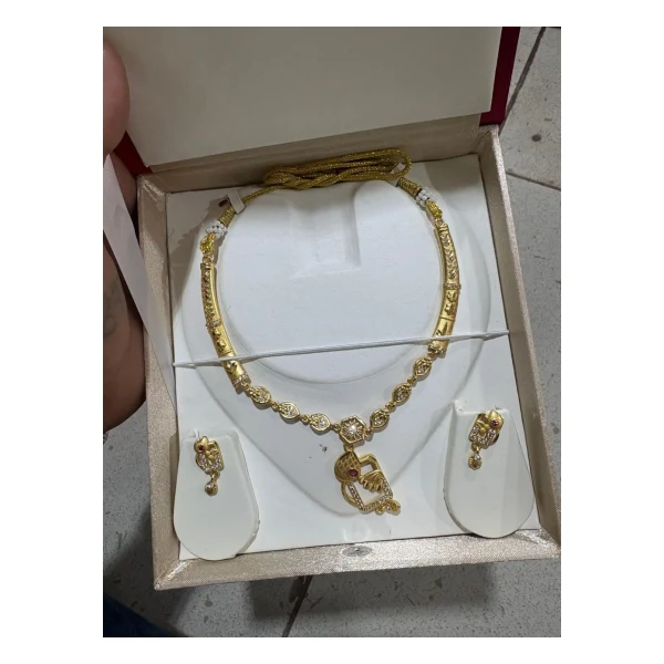 Festive Floral Link Necklace with Matching Earrings - VM-SET-103 VM Imitation Rajkot