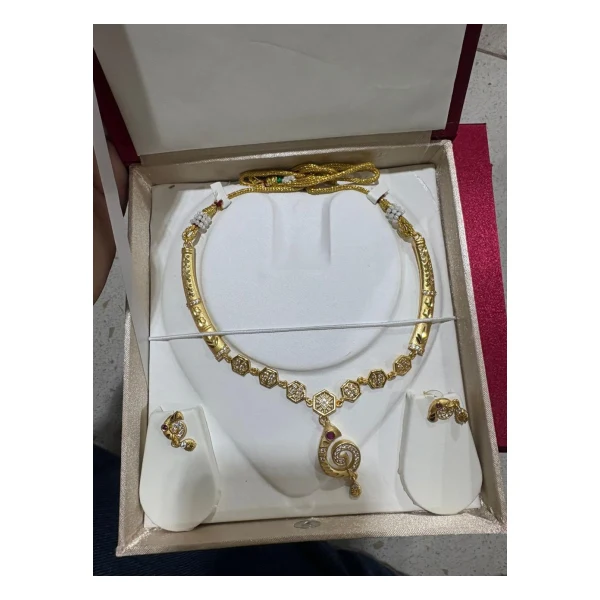 Delicate CZ Pendant Necklace Set with Drops - VM-SET-104 VM Imitation Rajkot