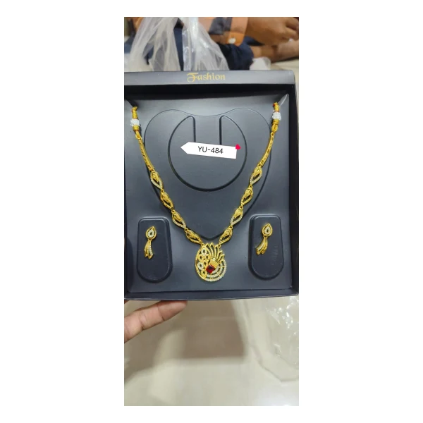 Traditional Temple Motif Necklace Set - VM-SET-105 VM Imitation Rajkot
