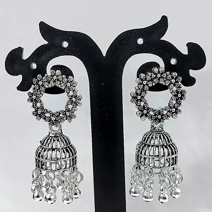 Traditional Dome Oxidised Jhumki - VM-OX-104 VM Imitation Rajkot