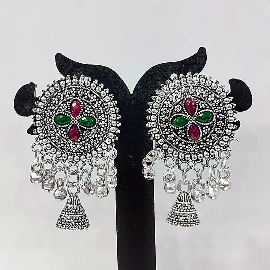 Mandala Wheel Oxidised Stud Dangler - VM-OX-107 VM Imitation Rajkot