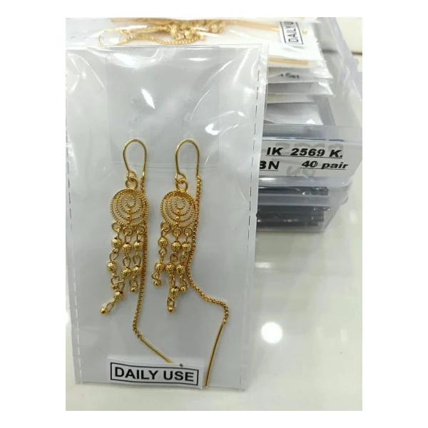 Dual Chain Swirl Sui Dhaga Earring (VM-SD-110) - VM-SD-110 VM Imitation Rajkot